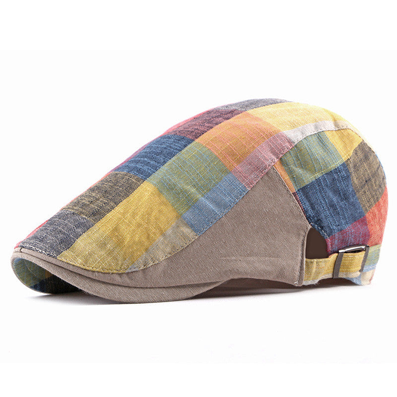 Colorful Check Ivy Flat Caps - Yellow 