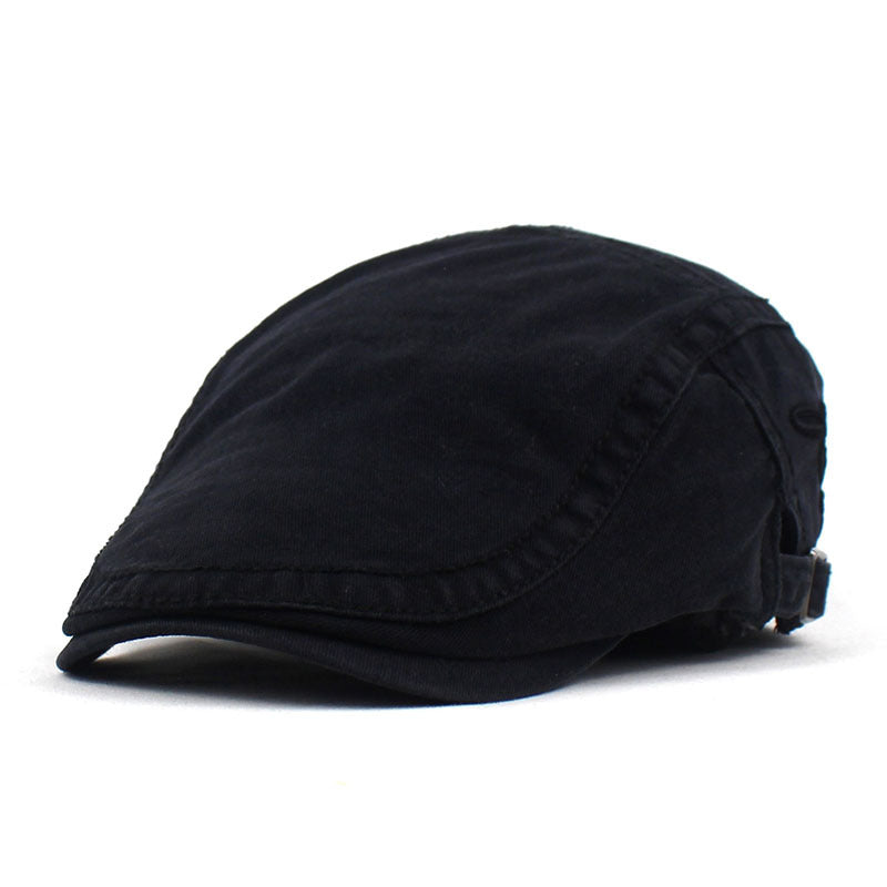 Cotton Flat Peaked Ivy Cap - Black