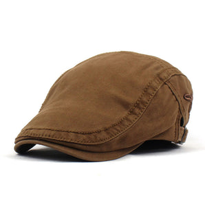 Cotton Flat Peaked Ivy Cap - Brown 