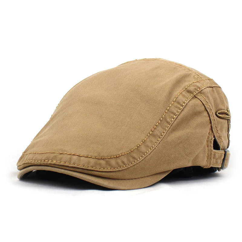 Cotton Flat Peaked Ivy Cap - Khaki