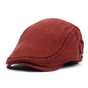 Cotton Flat Peaked Ivy Cap - Red 