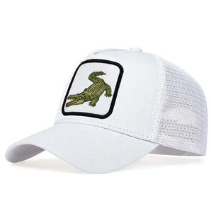 Crocodile Patch Trucker Hat - White