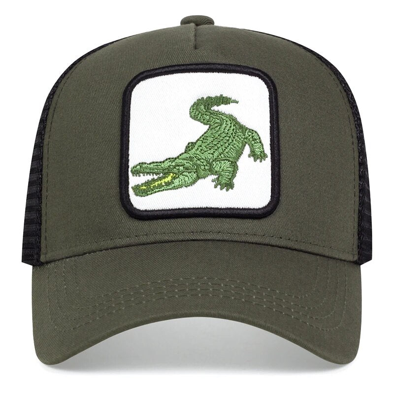 Crocodile Patch Trucker Hat Front - Green