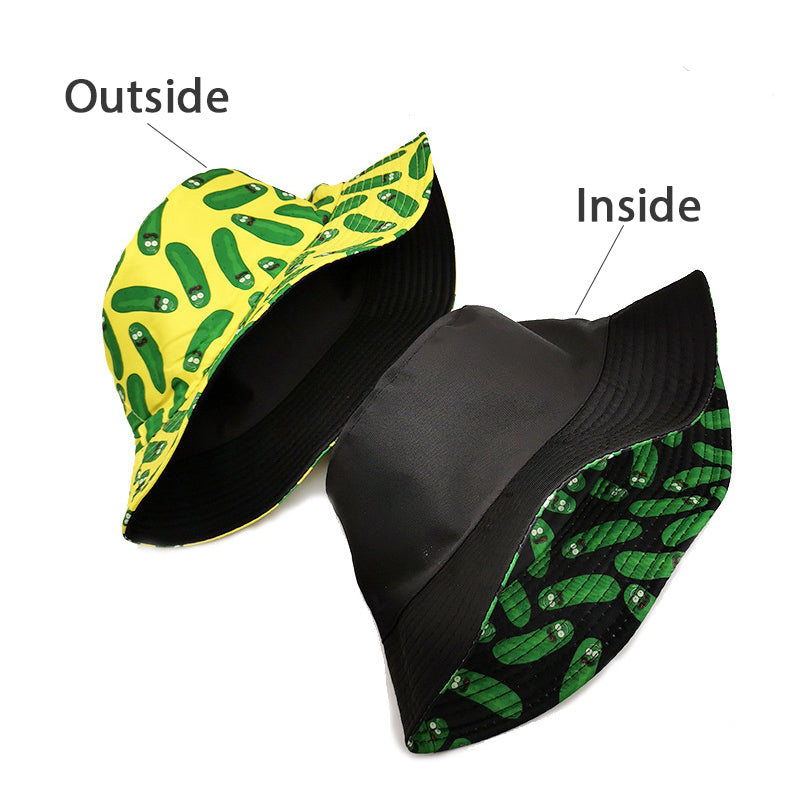 Cucumber Print Bucket Hats - Outside Inside
