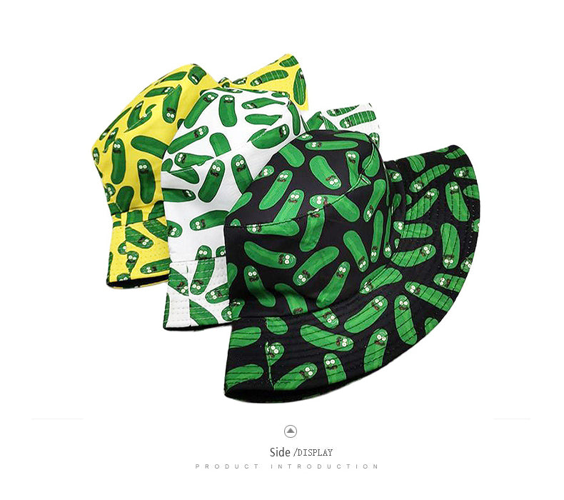 Cucumber Print Bucket Hats - Side Display
