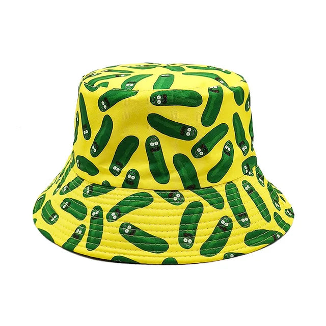 Cucumber Print Bucket Hats - Yellow