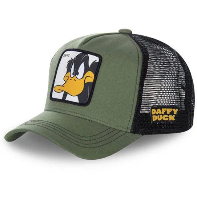 Daffy Duck Patch Trucker Hat - Army Green