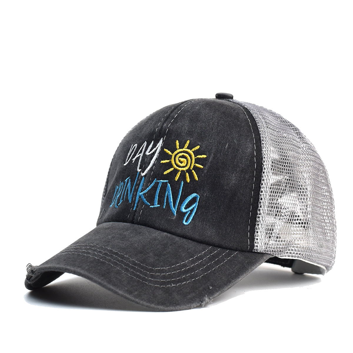 Day Drinking Embroidered Trucker Hat - Black