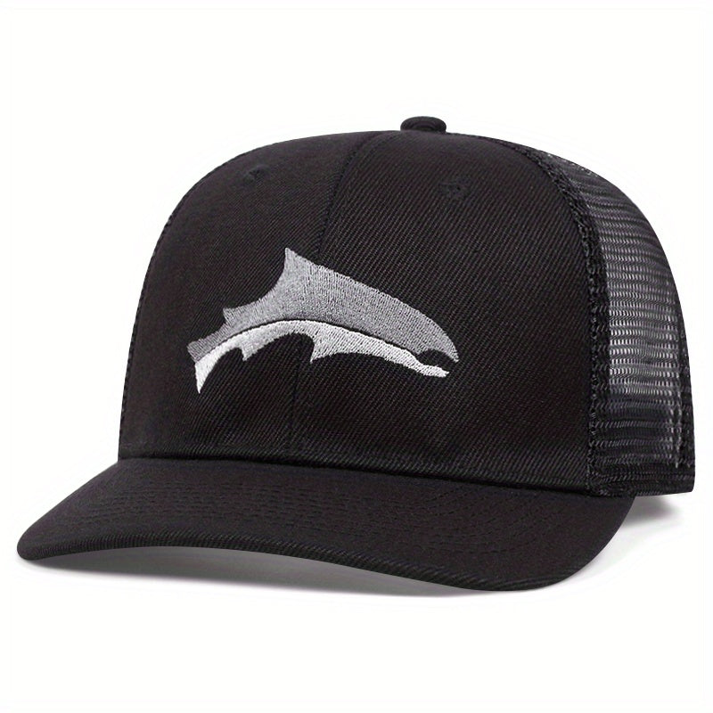 Dolphin Embroidery Trucker Hat - Black