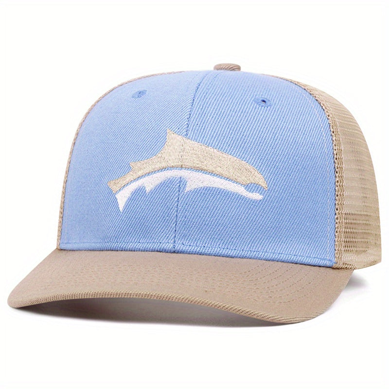 Dolphin Embroidery Trucker Hat - Blue