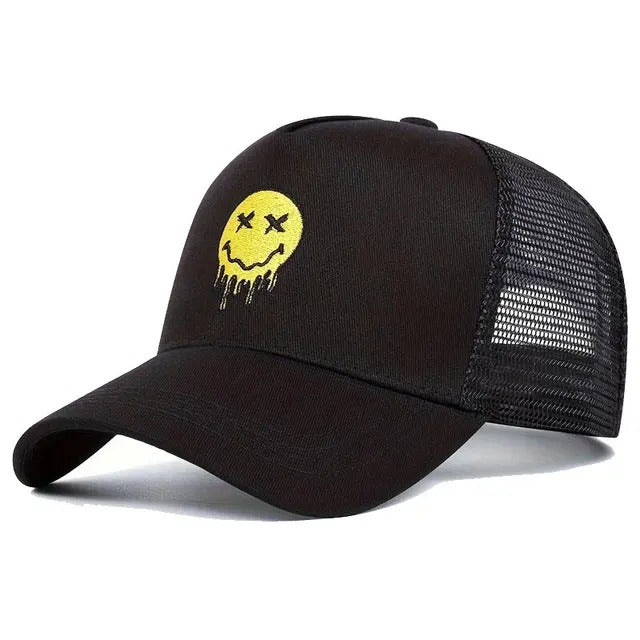 Dripping Smiley Trucker Hat - Black 