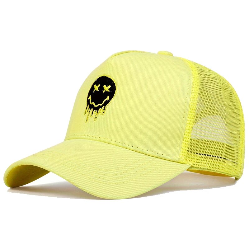 Dripping Smiley Trucker Hat - Yellow 