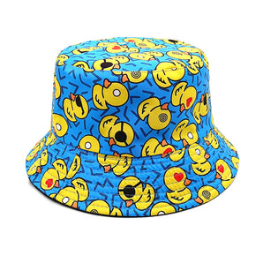 Duck Pattern Bucket Hat – Blue