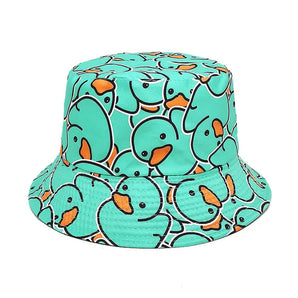 Duck Pattern Bucket Hat – White