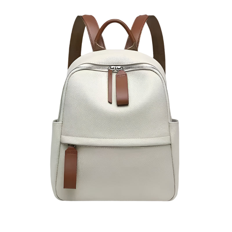 Elegance Women’s Leather Backpack for Everyday Chic - Creamy White 