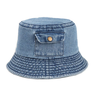 Elegant Denim Bucket Hat for Women - White Denim