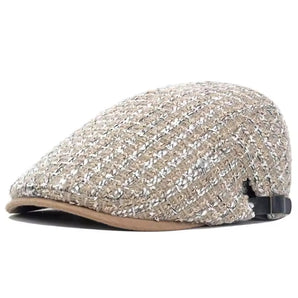 Elegant Tweed Flat Cap - Beige