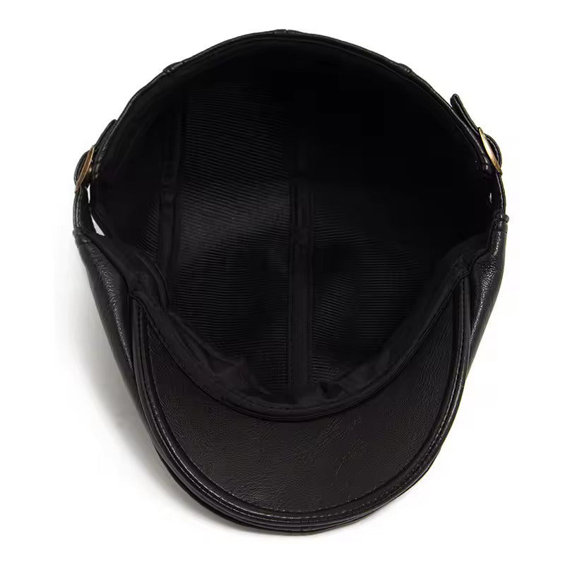 Vintage PU Leather Flat Cap - Fushia