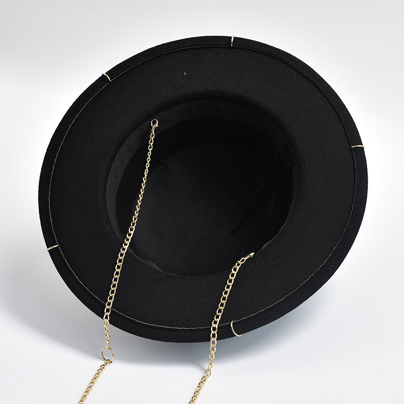 Fedora Hat With Golden Grace Chain - Inside 