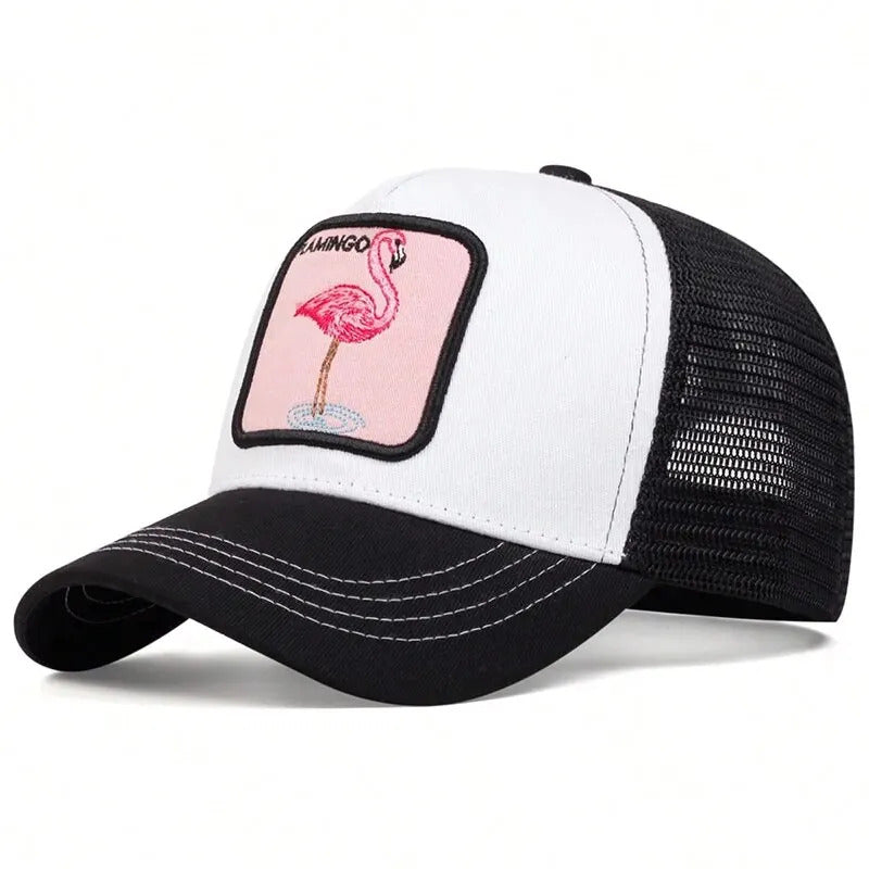 Flamingo Fun Trucker Hat  - Black & White