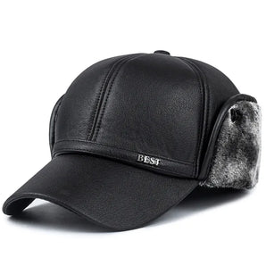 FrostGuard Leather Cap - Gray