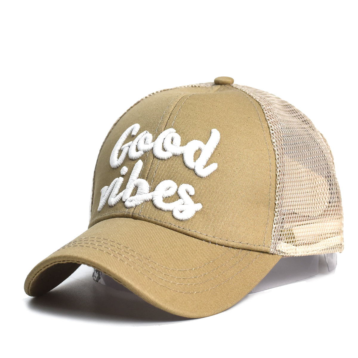 Good Vibes Trucker Hat - Dark Khaki