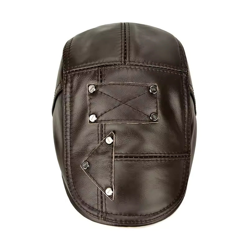 The Prestige Geniune Cowhide Leather Flat Cap - Fushia