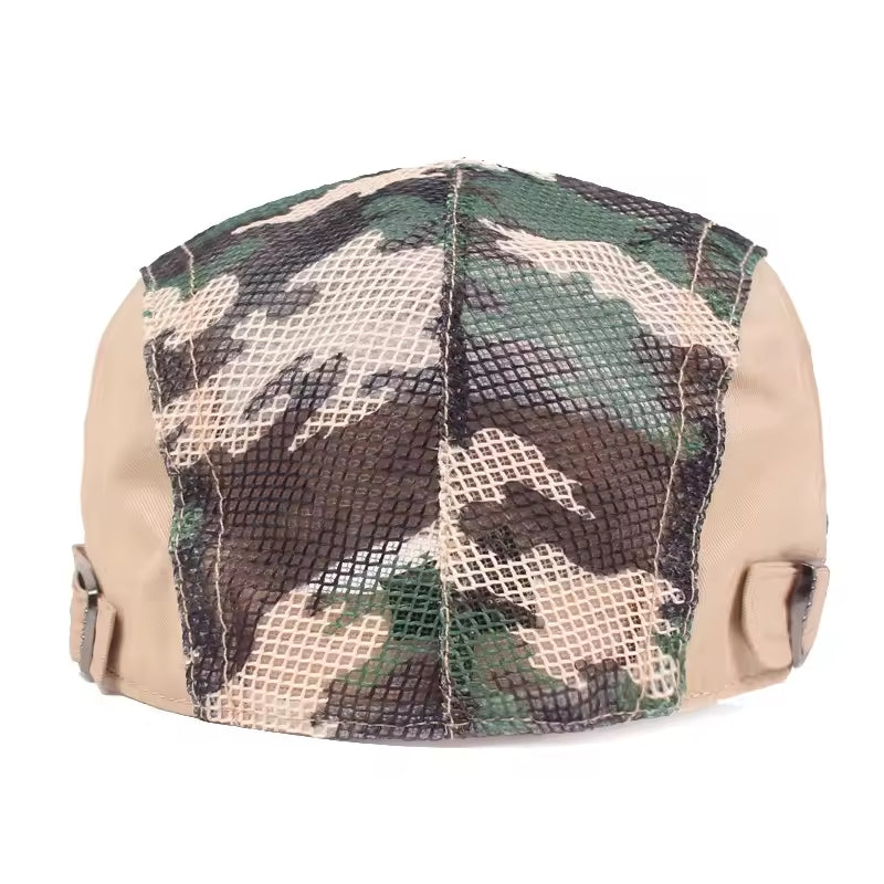 Camouflage Mesh Flat Cap - Fushia