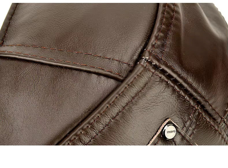 The Prestige Geniune Cowhide Leather Flat Cap - Fushia