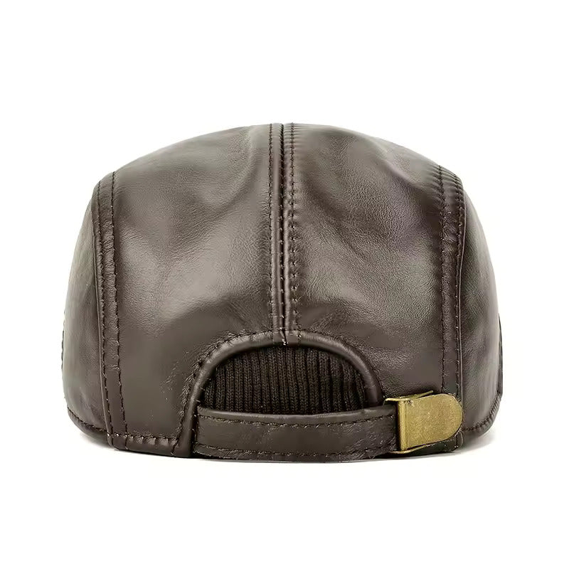 The Prestige Geniune Cowhide Leather Flat Cap - Fushia