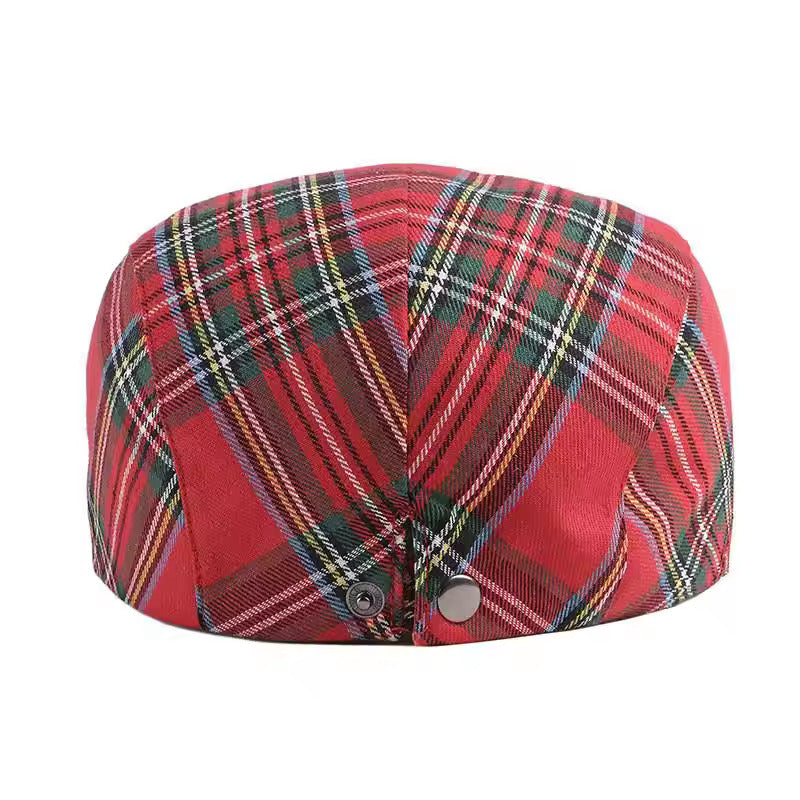 Classic Plaid Flat Cap - Fushia