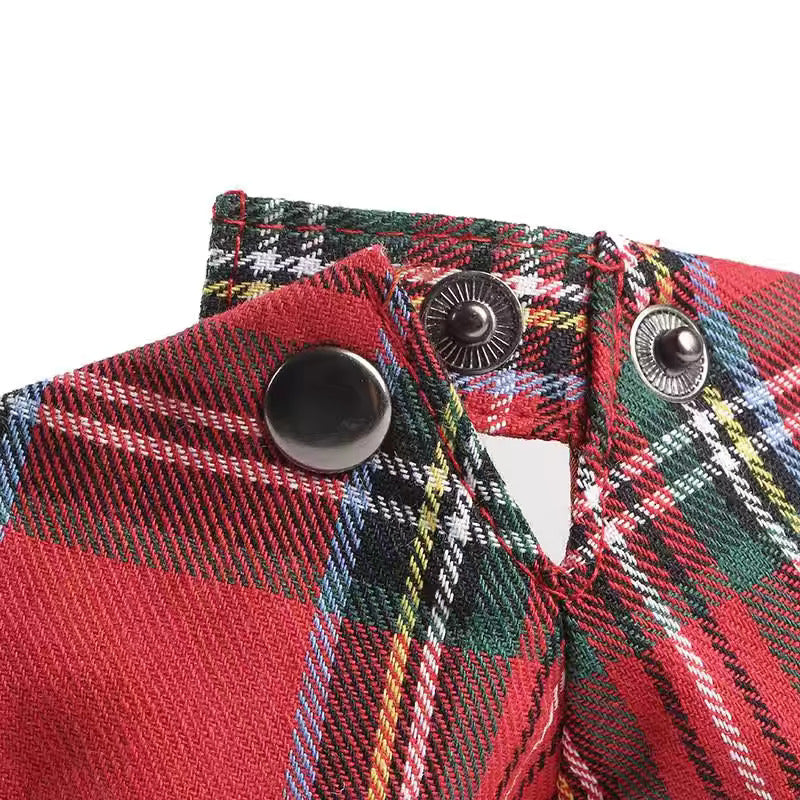 Classic Plaid Flat Cap - Fushia