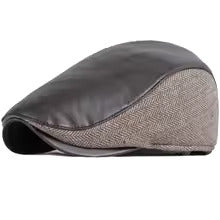 Luxe Leather & Tweed Flat Cap - Fushia