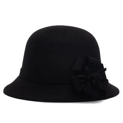 Classic Cloche Hat with Flower Knot - Fushia