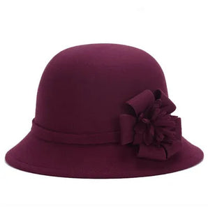 Classic Cloche Hat with Flower Knot - Fushia