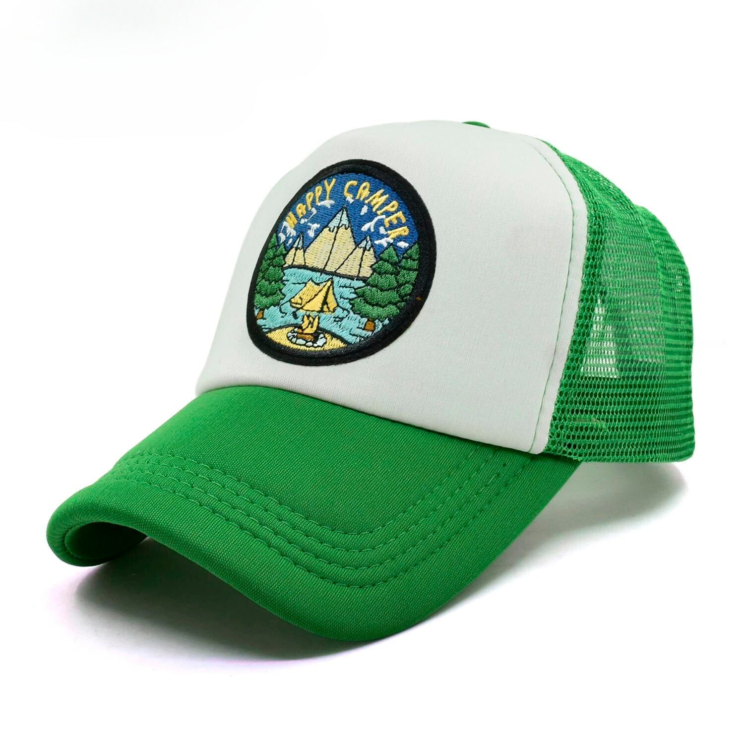 Happy Camper Mesh Trucker Hat - Green