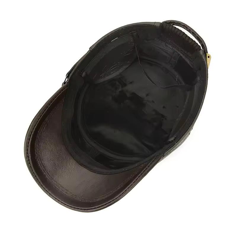 The Prestige Geniune Cowhide Leather Flat Cap - Fushia