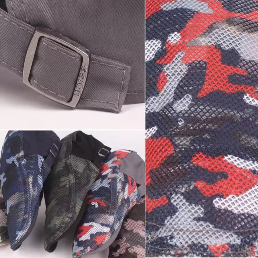 Camouflage Mesh Flat Cap - Fushia