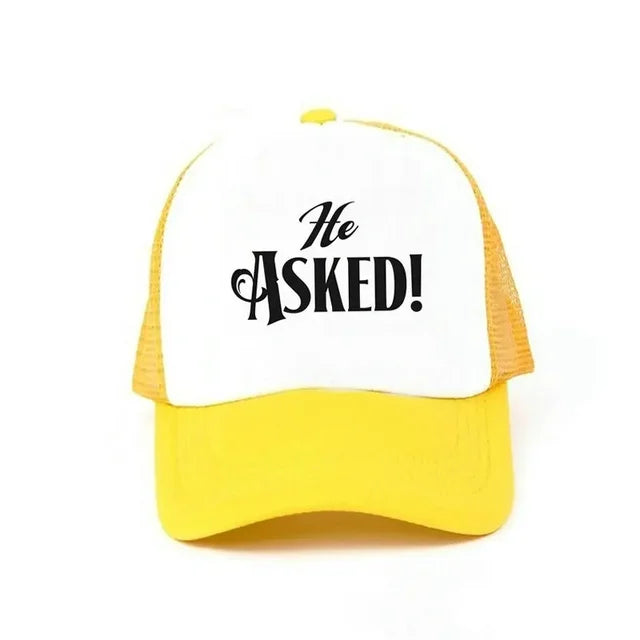 He Asked! Engagement Trucker Hat - Yellow