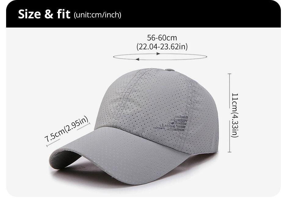  High-Performance Sports Baseball Cap - Size & Measurement