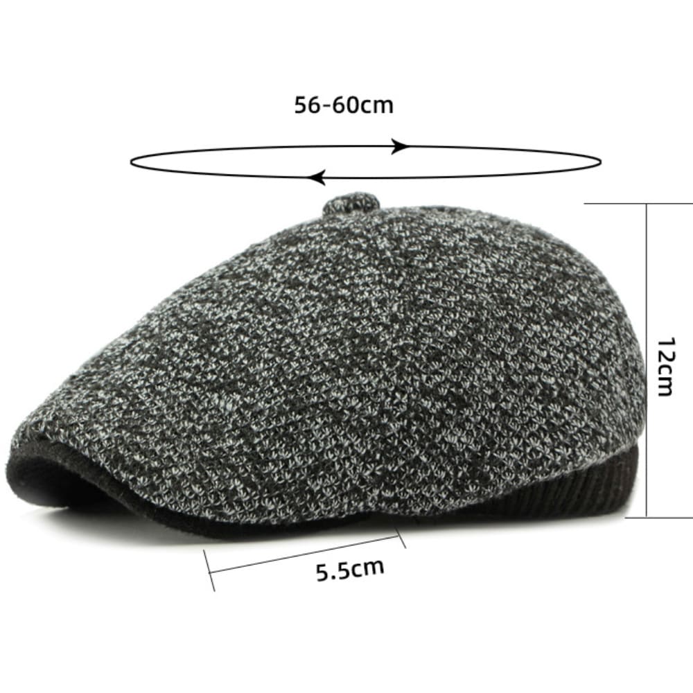 Knitted Flat Cap with EarFlaps Measurements