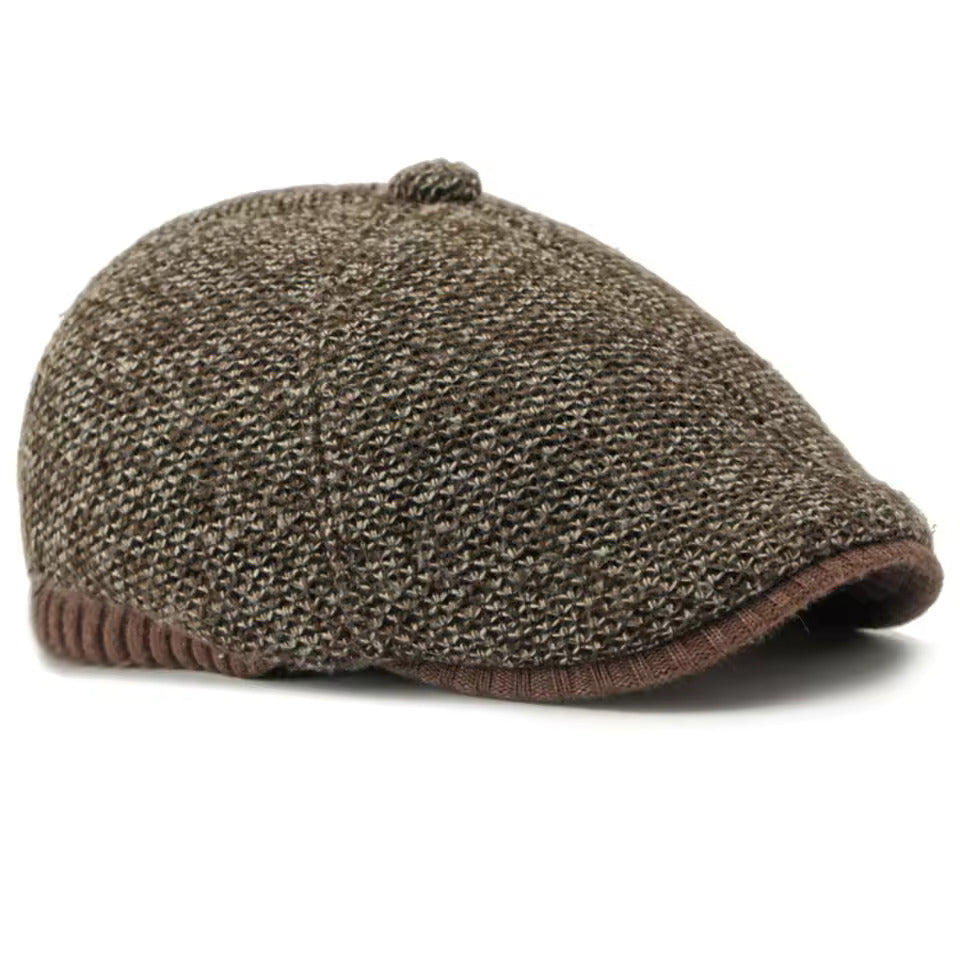 Knitted Flat Cap with EarFlaps side view