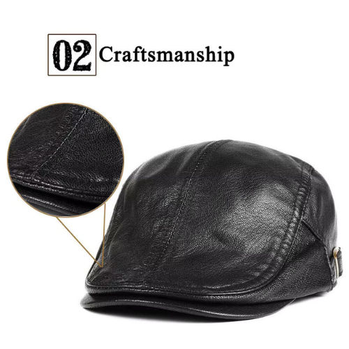 Luxury Sheepskin Leather Flat Ivy Cap - About Cap 2