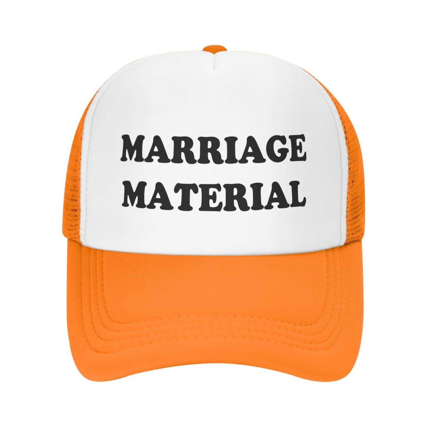 Marriage Material Funny Trucker Hat - Orange 