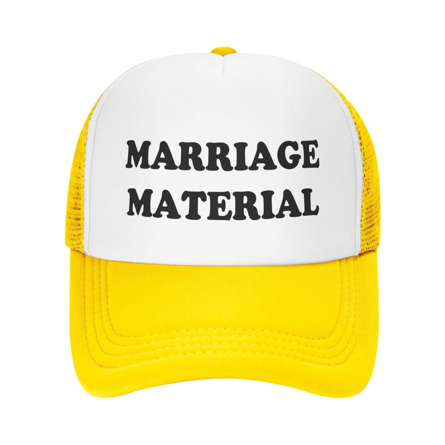 Marriage Material Funny Trucker Hat - Yellow 