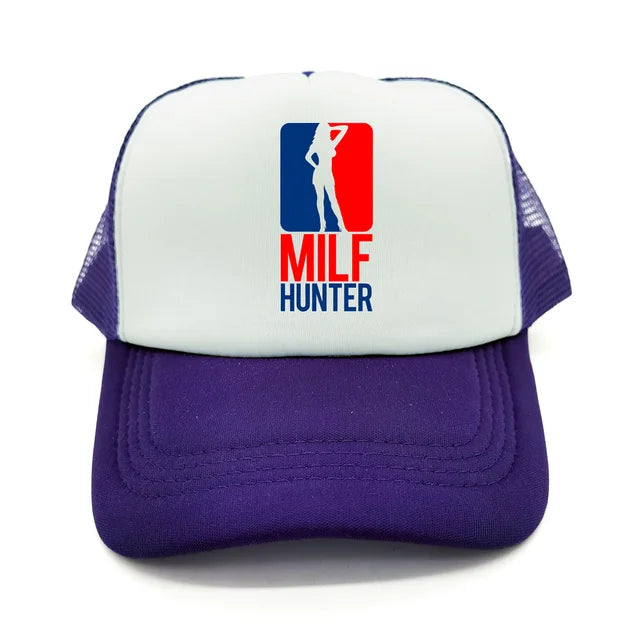 Milf Hunter Funny Trucker Hat - Purple