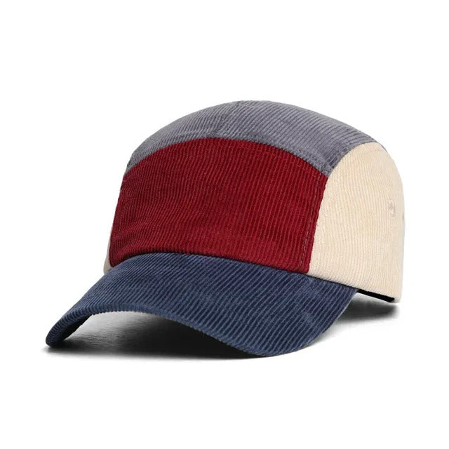 Multi Color 5 Panel Corduroy Baseball Cap - 1-gray top
