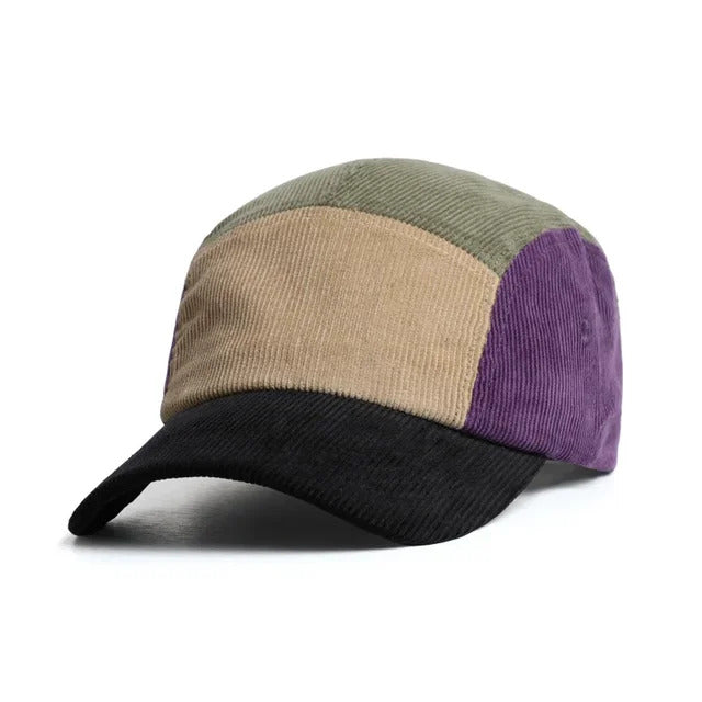 Multi Color 5 Panel Corduroy Baseball Cap - 1-green top