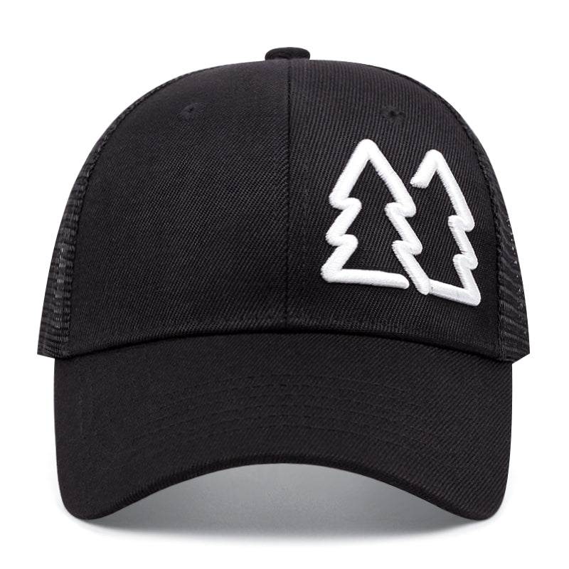 Nature-Inspired Trucker Hat with Tree Embroidery - Front