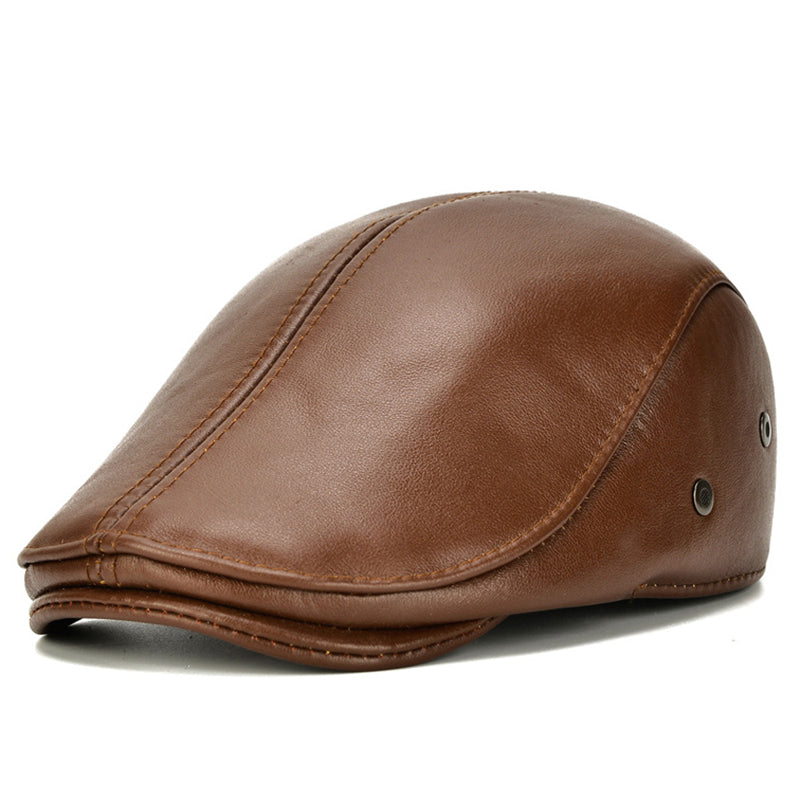 Old Vibes Fitted Leather Flat Ivy Cap – Brown